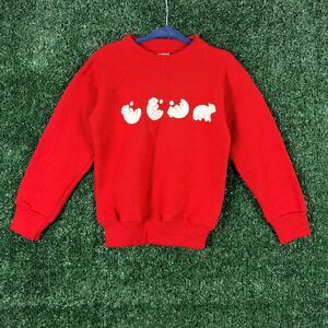 Oneita Kids Vintage Sweatshirt Size 4 Red Polar Bear Graphic Pullover Y2K Youth